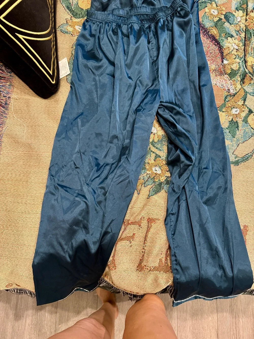 Satin Short Sleeve Pajama Set - Teal